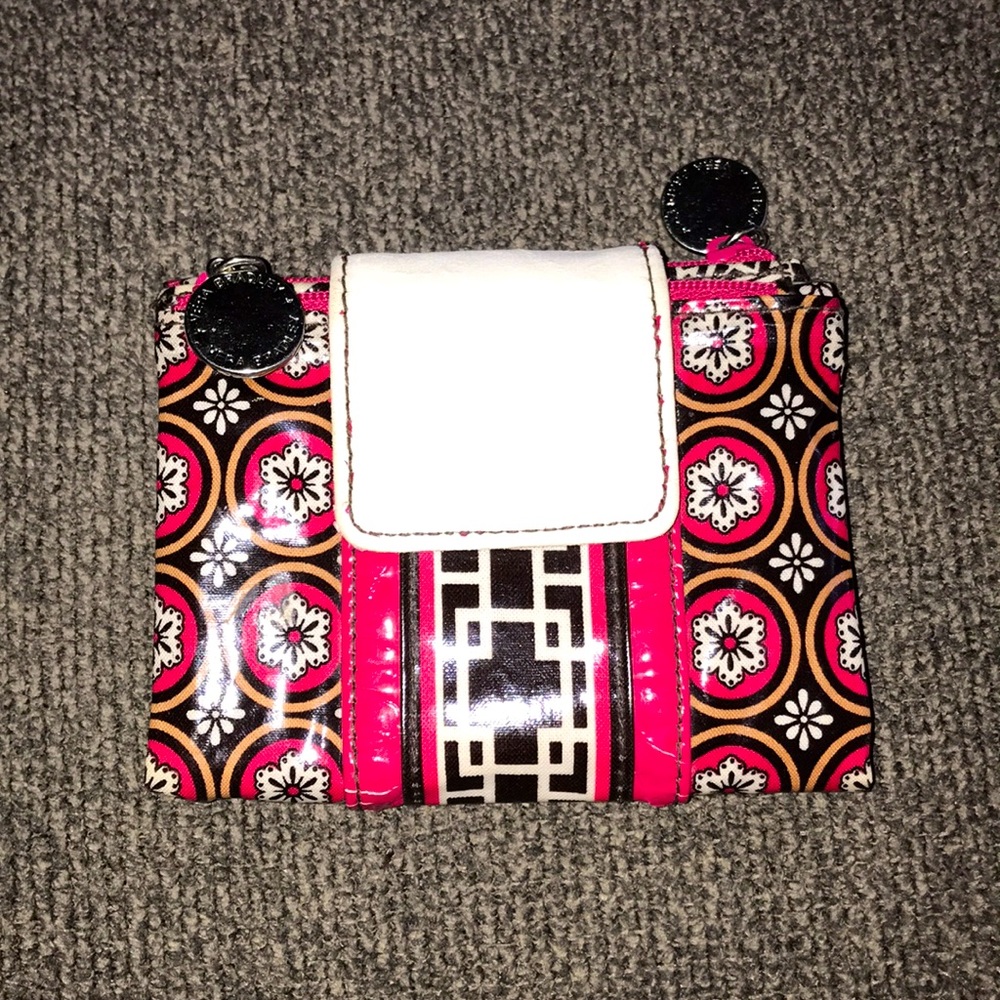 Vera Bradley Frill Red Black Coin Purse Card Pouch